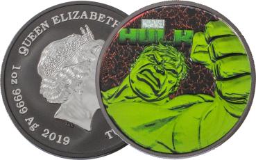 HULK Silbermünze 1 Unze in Leuchtgrün