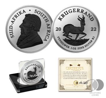 1 Unze 999 Silber Krügerrand 2022 - MOONRISE PLATINUM Edition – Palladium + Schwarzplatin