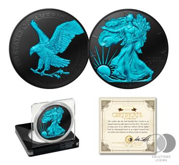 1 Unze American Eagle 2021 - Obscura SPACE PLATINUM Edition - BLUE